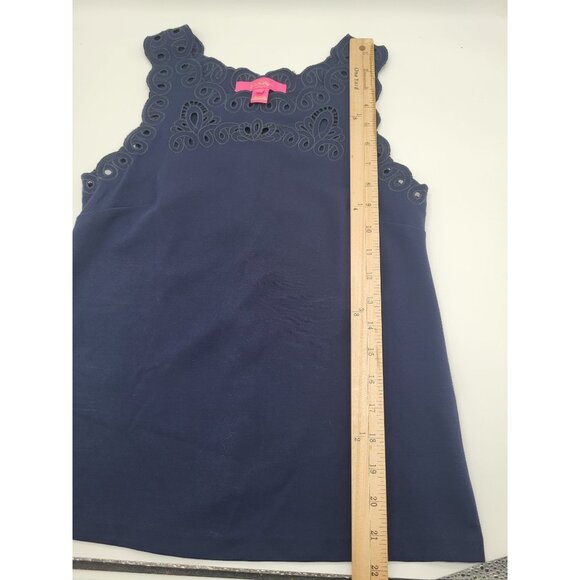 Lilly Pulitzer True Navy Resort Ponte Edie Eyelet Embroidery Sleeveless Top XS - Picture 5 of 6